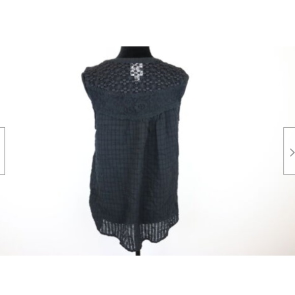 Black Lace Textured V Neck Tassel Tank Top-64-263 - Picture 5 of 5